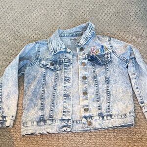 Barbie Light Acid Wash Denim Jacket with Embroidered Logo - Blue
